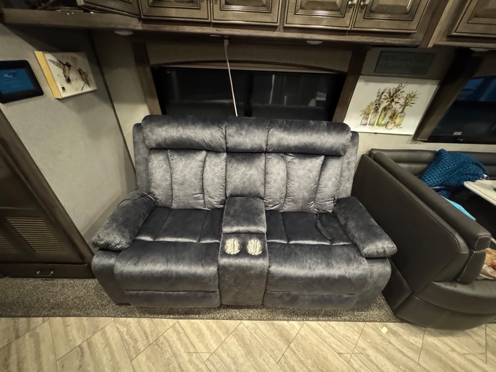 GUEAPY Power Reclining Sofa with Massage and Heat, 3 Seat Electric Reclining Couch with USB & Type-C Charging, 8-Point Vibration Massage, Dutch Velvet Recliner Sofa for Living Room,Gray customer photo 2