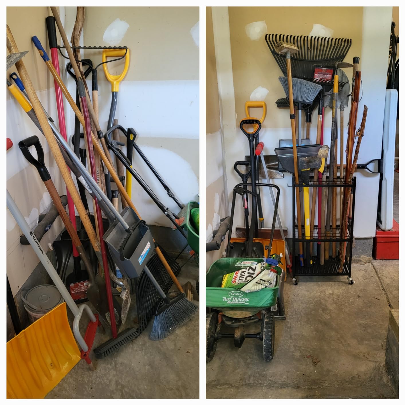 DAOUTIME Garden Organizer With Wheels, Yard Tower Rack for Garage Storage, Up to 35 Long-Handled Tools, Sturdy Metal Steel Holder With 3 Hooks, Outdoor, Black customer photo 1