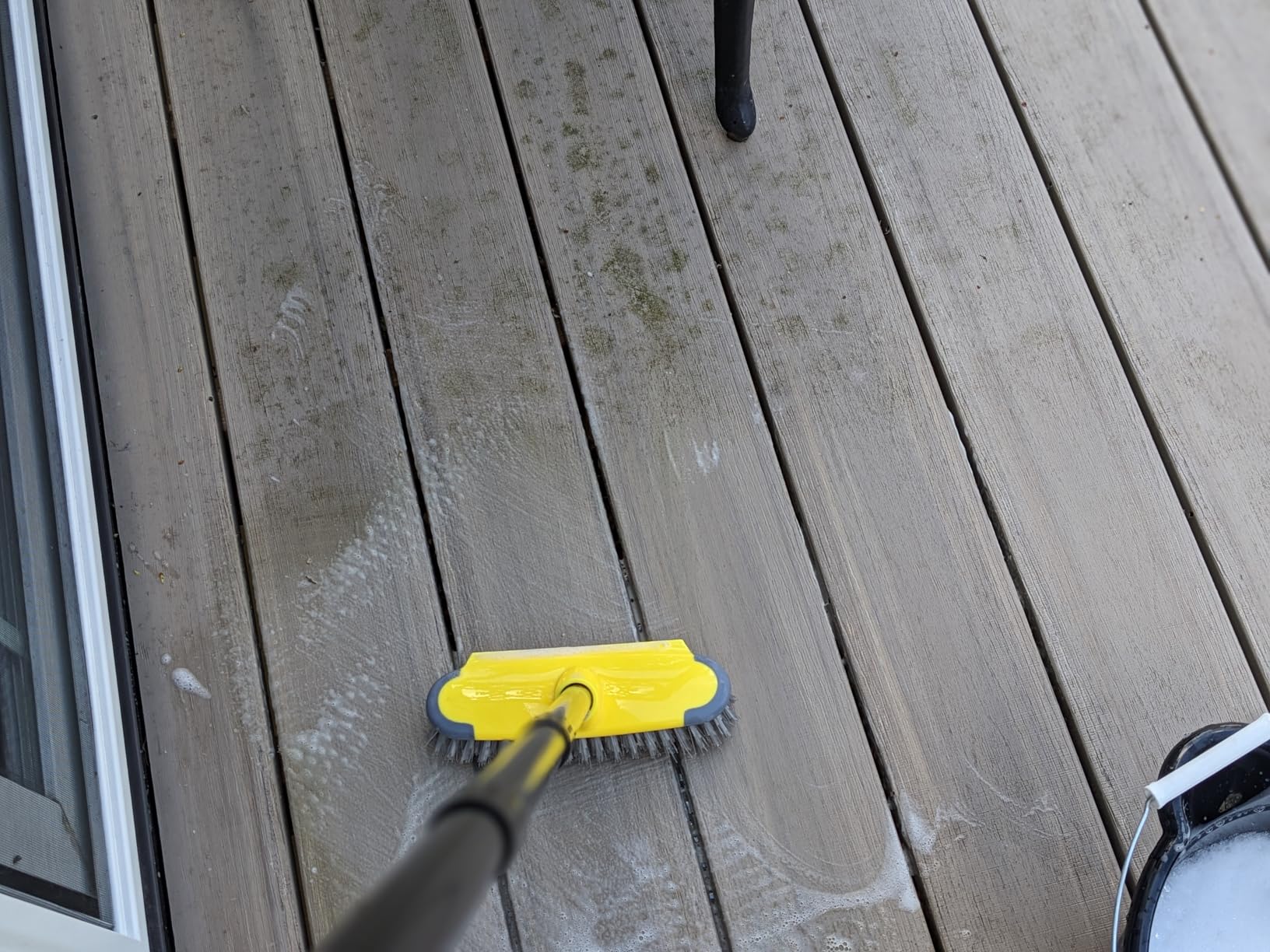 Deck Brush with Long Handle, 50'' Floor Scrub Broom for Shower, Patio customer photo 2
