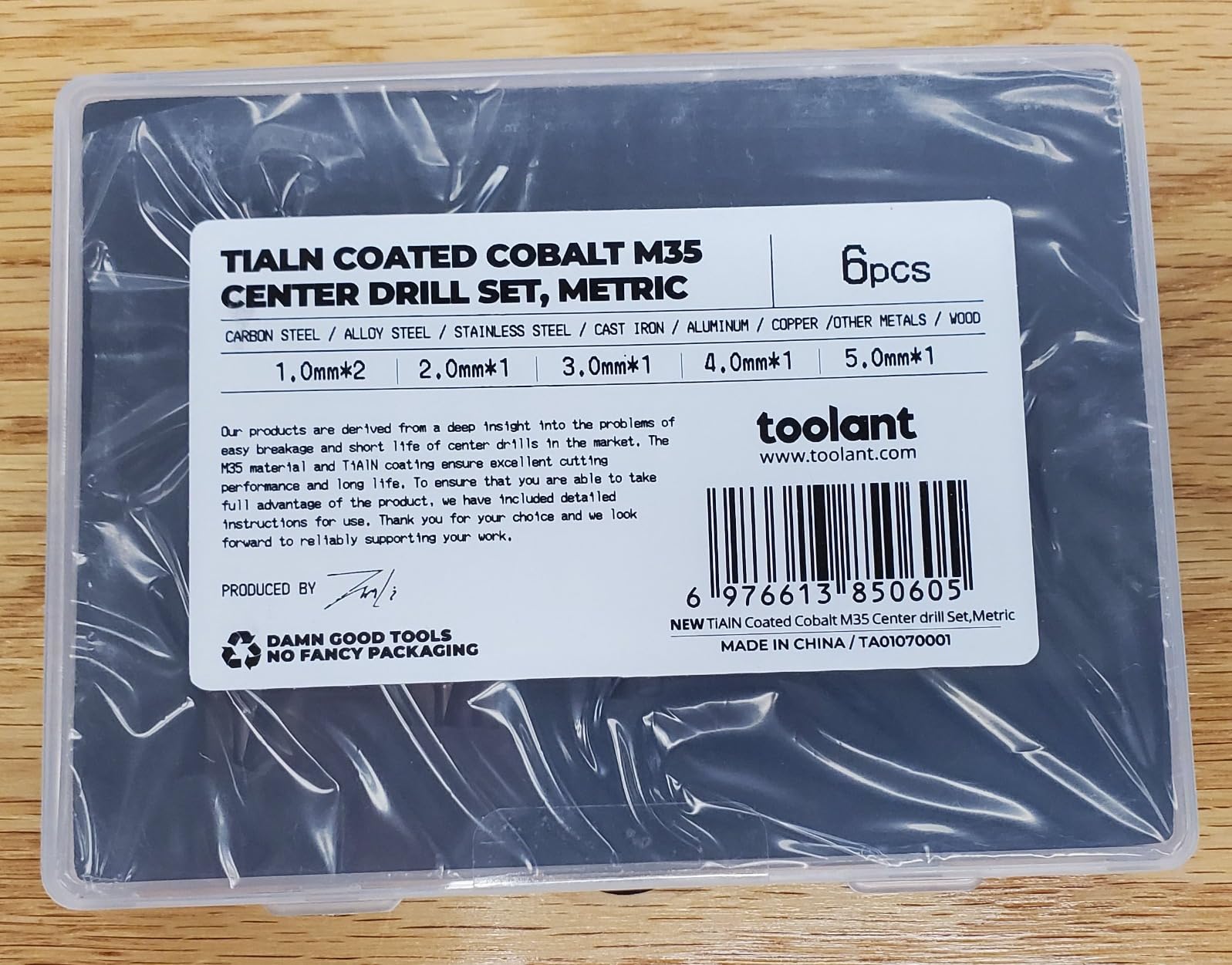 toolant Center Drill Bit Set, TiAlN Coated Cobalt M35 HSS Centering Drill Bit for Stainless Steel, Carbon Steel, Alloy Steel, Cast Iron, Copper, Other Hard Metals, #1-5, SAE 3/64