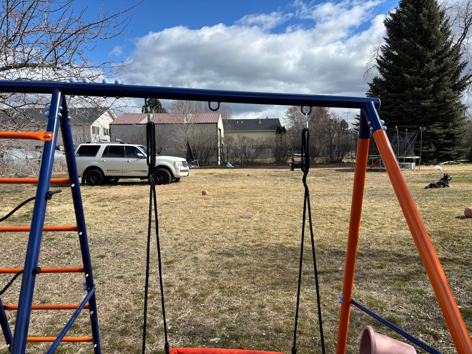 Swing Sets for Backyard 700 lb - 6 in 1 Playground Sets with 3 Swings Seats | Heavy Duty Metal Stand with Platform/Belt/Baby Swing, Climbing Ladder/Net, Easy Install, Outdoor Playset for Kids Family Fun customer photo 2