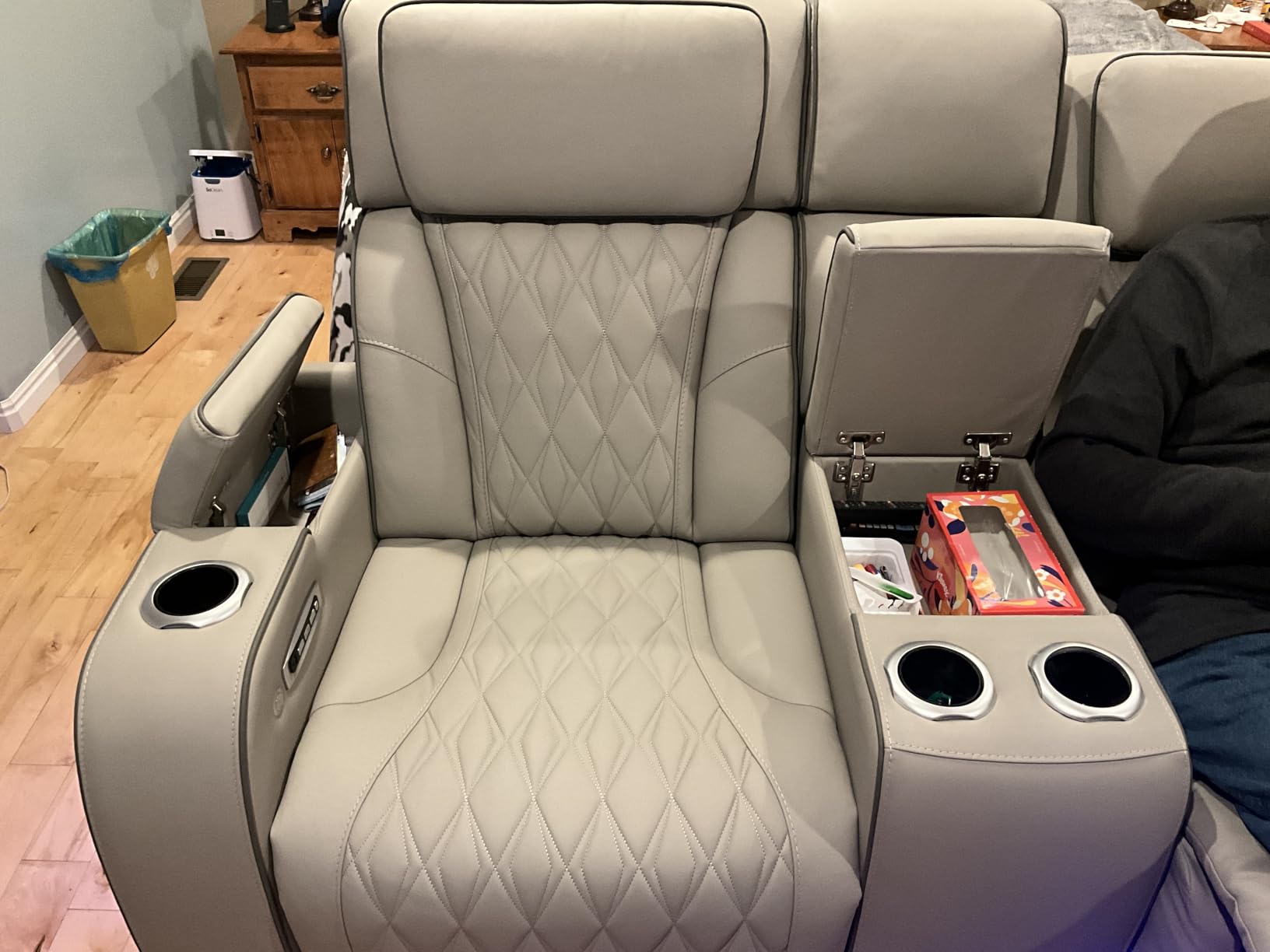 Signature Design by Ashley 3-Seat Power Reclining Sofa, Heat, Massage, Gray customer photo 2