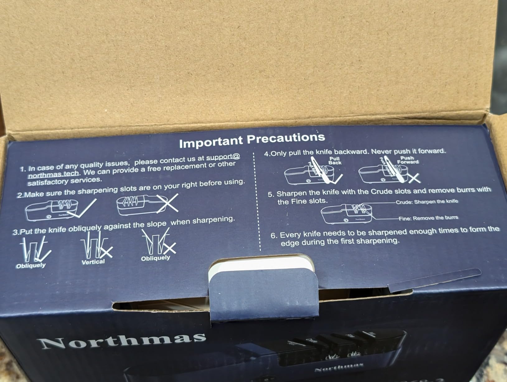 Northmas Knife Sharpener, Professional Electric Knife Sharpener for Home Use, 2 Stages for Quick Sharpening & Polishing, 100V-240V Global Voltage Design, Blue customer photo 1