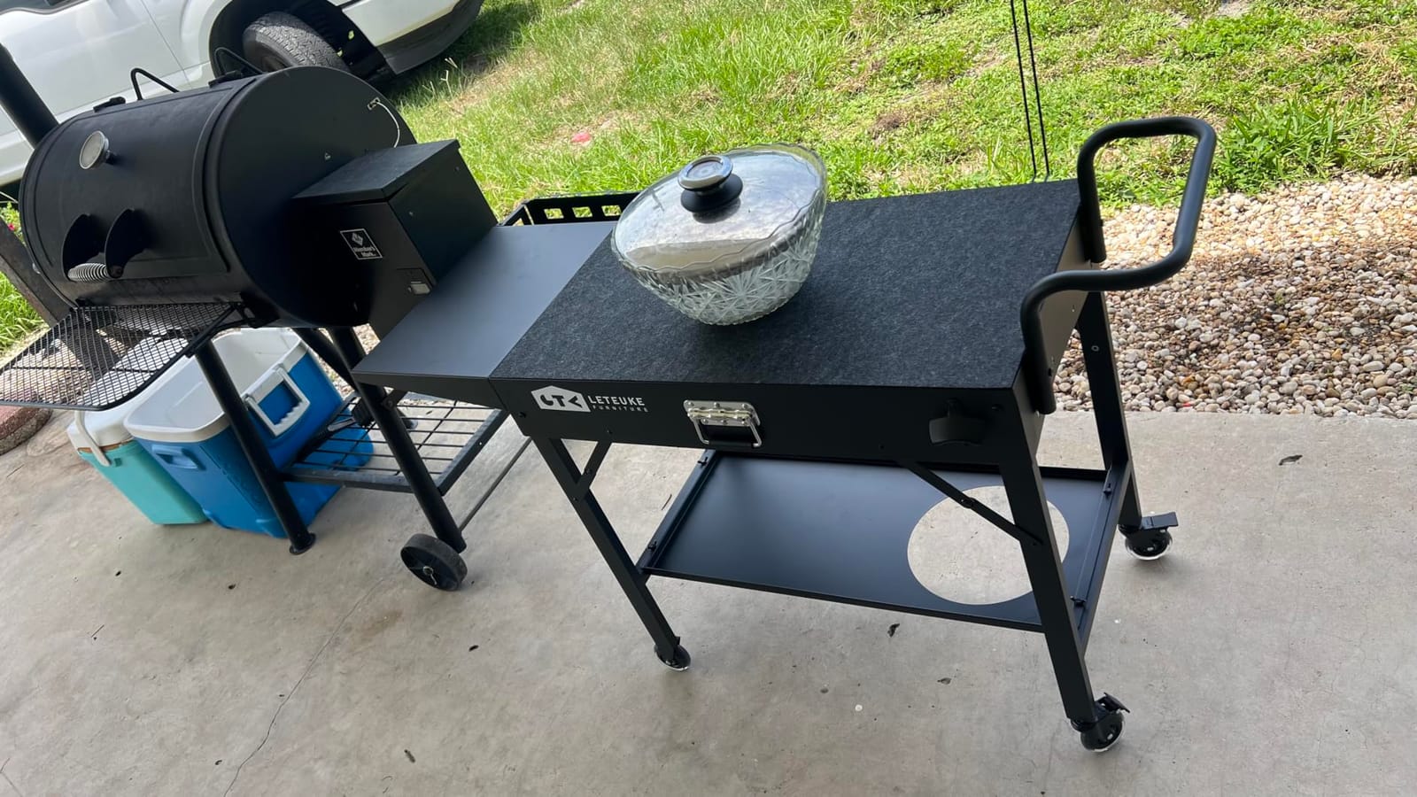 Leteuke Grill Cart for Blackstone Griddle, Portable Outdoor Grill Table | Foldable Cart Table with Wheels for Ninja, Griddle Stand Fit 17 Inch Or 22 Inch, BBQ Prep Tables with Seasoning Tray customer photo 2