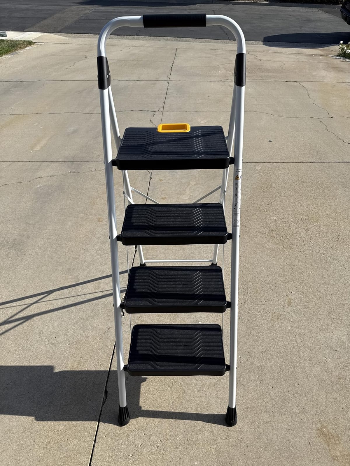 KINGRACK 3 Step Folding Ladder, 800lbs Capacity Step Stool with Safety Lock, Non-Skid Wide Pedals, and Handrail, Lightweight, Household Ladder for Home, Kitchen, Pantry, Closets, and Office Use, White customer photo 1