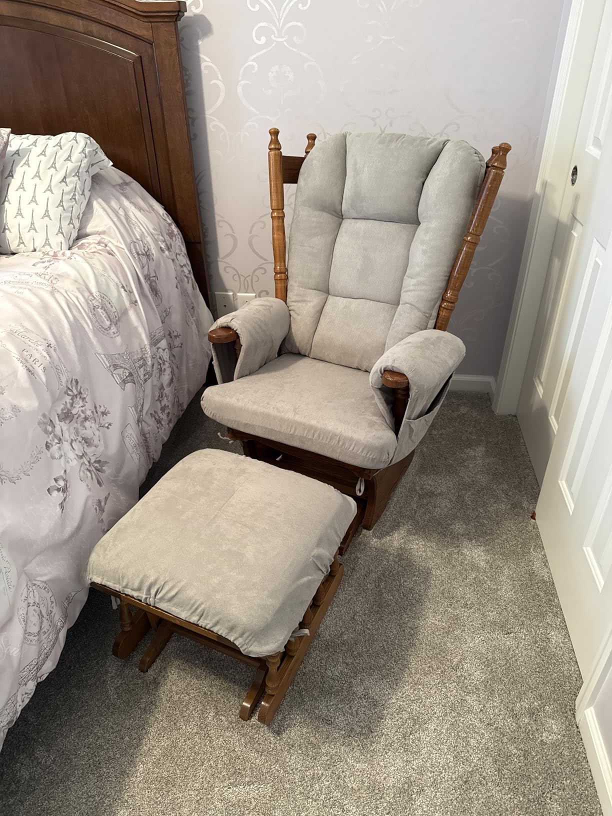 BECHAEO 5PCS Thickened Glider Rocker Replacement Cushions – Suede, Beige customer photo 2