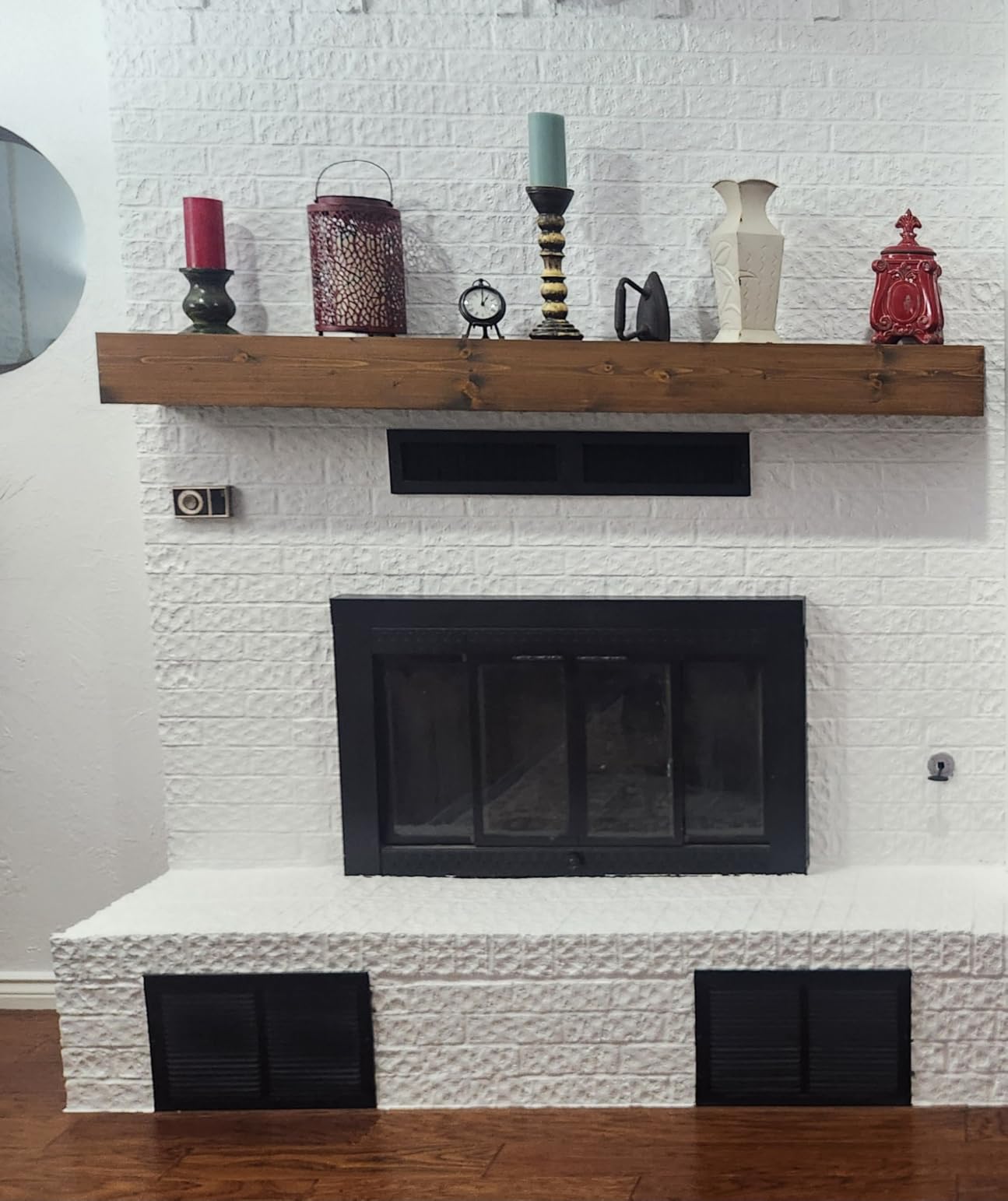 72'' Fireplace Mantel, 5'' Thick Pine Wood Floating Shelf, Wood customer photo 2