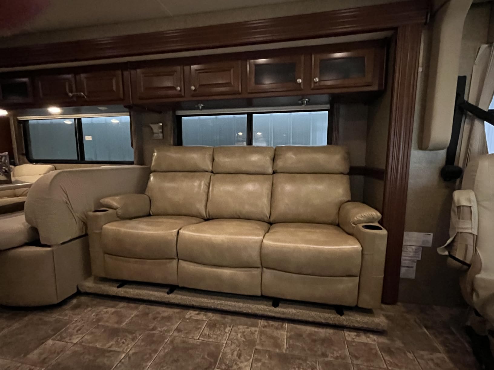 Power Reclining Sofa, 3-Seat Dual Electric Recliner Couch, Brown customer photo 2