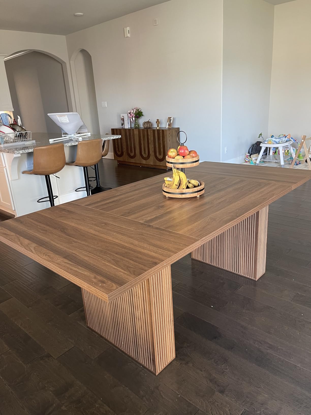weselon 78 Inch Dining Table for 6 8 10, Modern Farmhouse Rectangular Kitchen Table, Long Dining Room Tables with Wood Strip Base for Kitchen Living Room (Walnut) customer photo 1