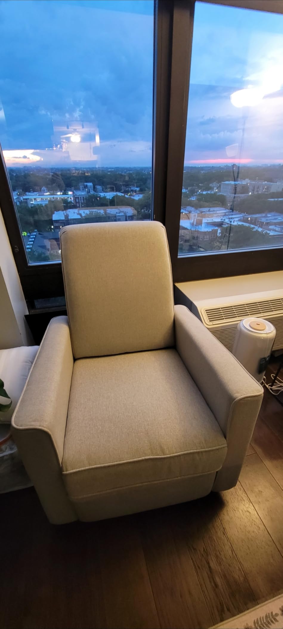 Evolur Raleigh Upholstered Manual Glider Recliner- Rocking & 360° Swivel with Smooth Glide - Greenguard Gold & FSC Certified - Modern Nursery and Living Room Chair in Light Sand customer photo 2