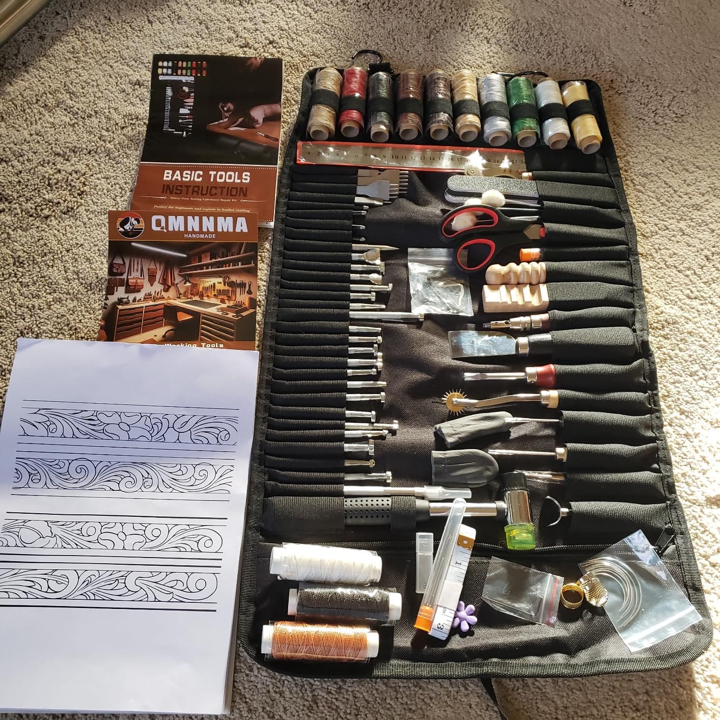 QMNNMA 102PCS Leather Working Tools, Leather Tooling Kit customer photo 2