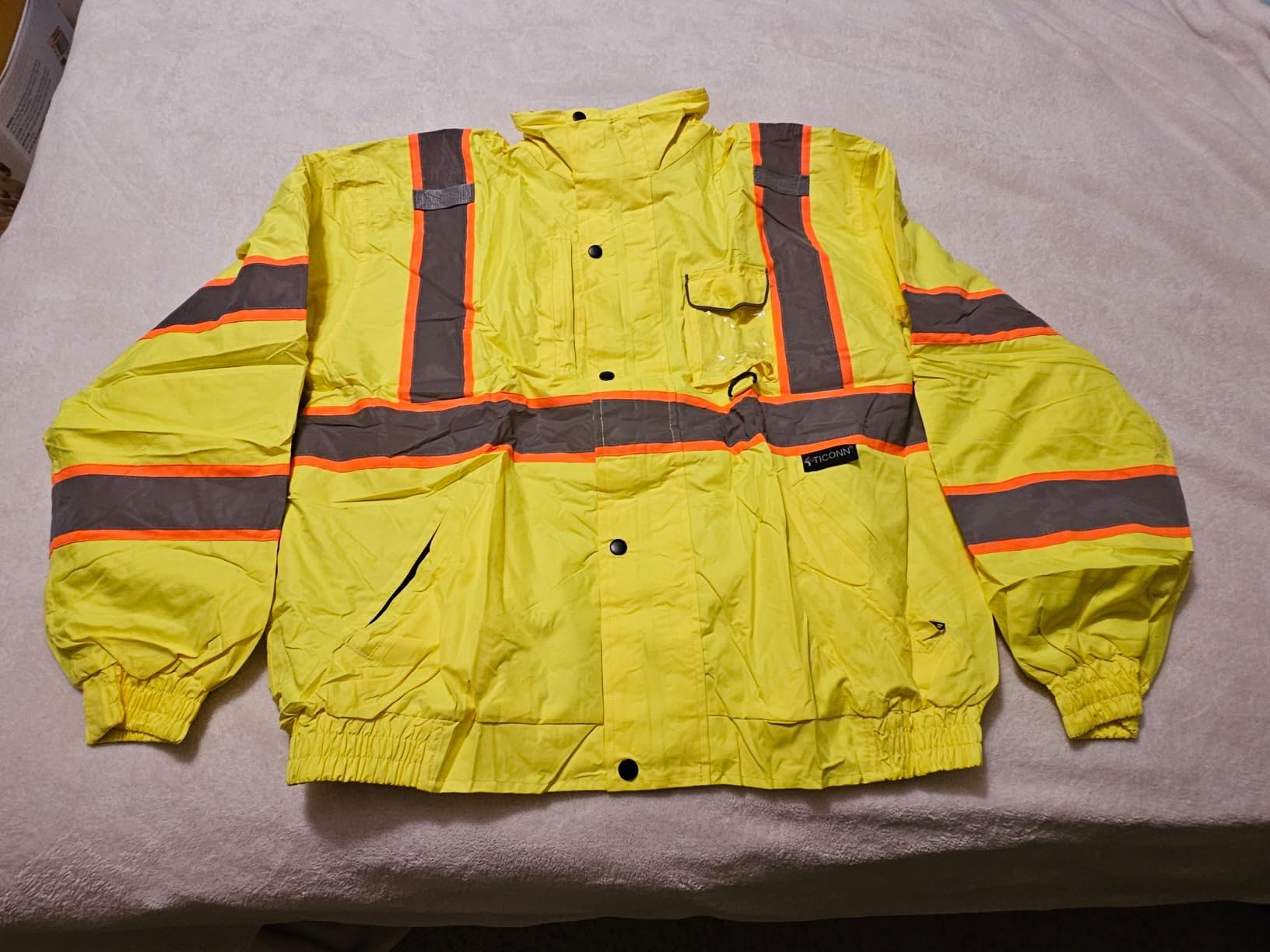TICONN Hi Vis Safety Bomber Jacket, Fleece-Lined Waterproof ANSI Class 3 customer photo 1