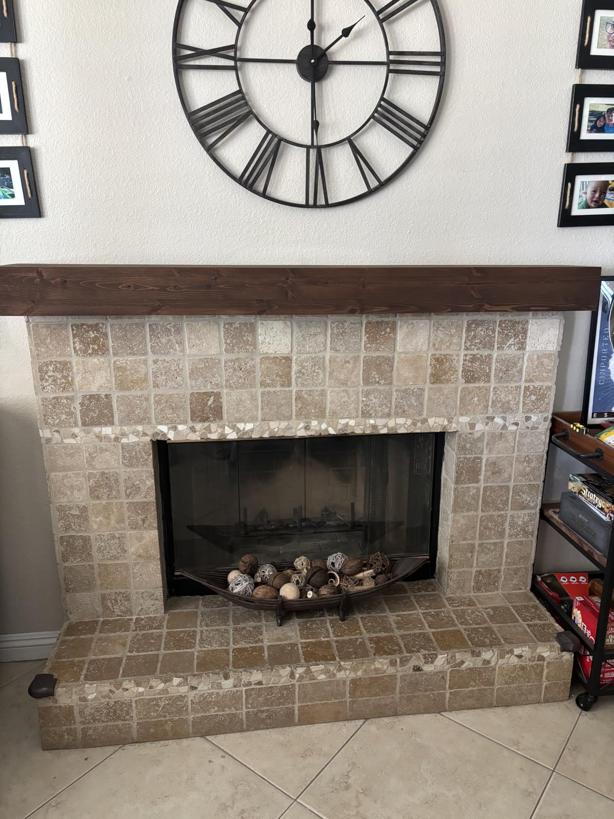 G GOOD GAIN Fireplace Mantel Shelves 54x8x5 inch for Wall Decor,DarkWalnut customer photo 2