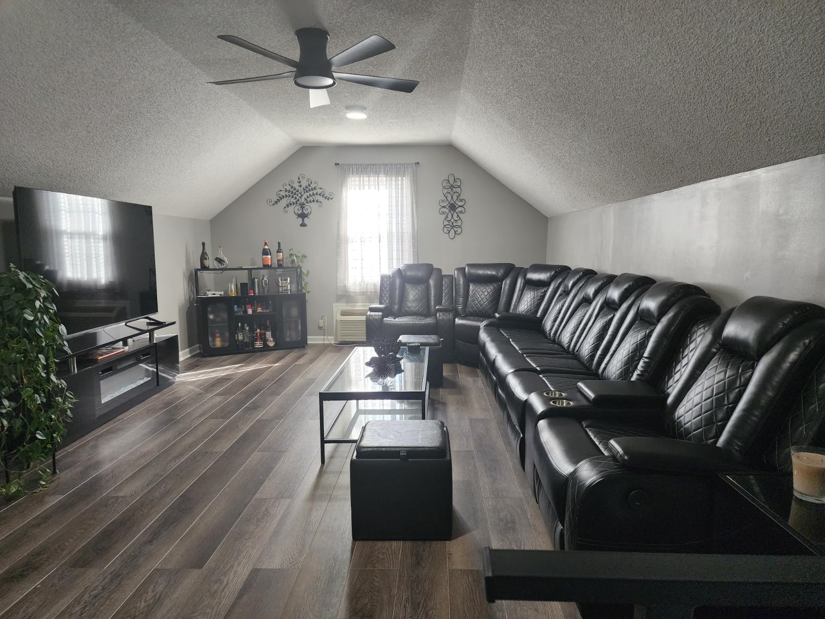 Power Recliner Sofa Sectional Couch with LED Light for Living Room,Leather Reclining Corner Sectional Sofa Set with 3 Recliner Seats,Cup Holder,Storage Console for House/Home Theater, Wine customer photo 1