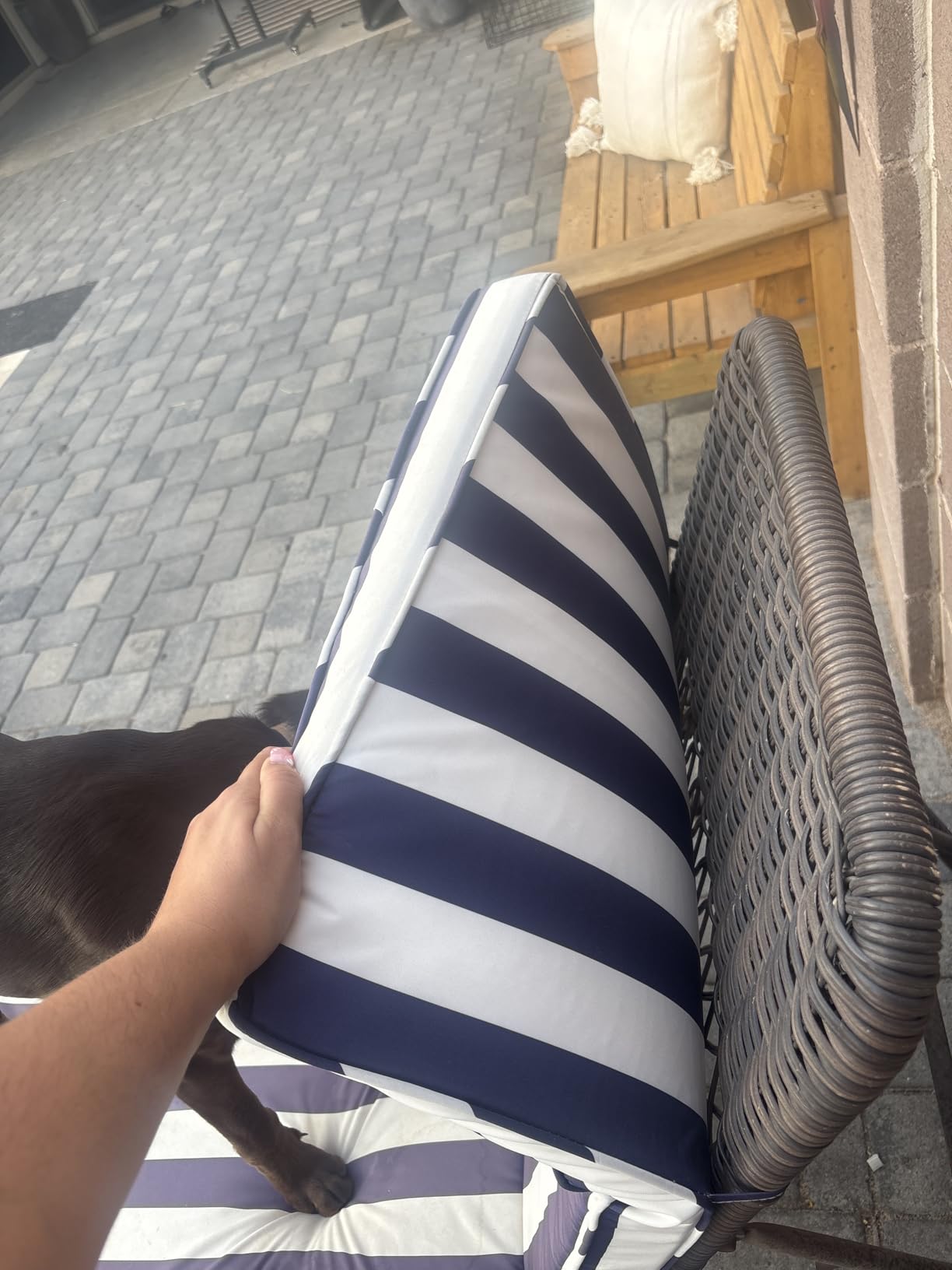Chaise Lounge Cushions Outdoor for Patio, 71x22x3 in, Navy Blue customer photo 2