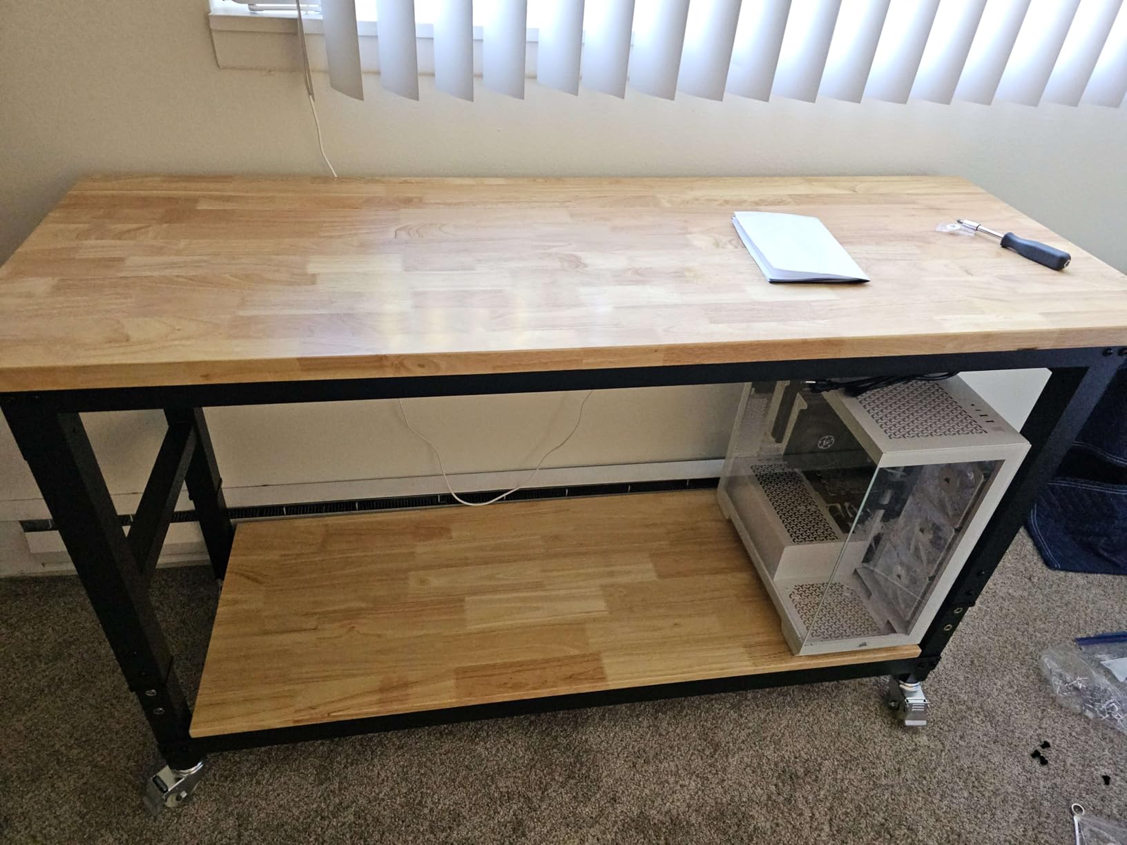 ENJOYWOOD Work Bench for Garage Adjustable Workbenches with Storage 60 Inch Garage Workbench with Under Table Shelf, Pegboard, Power Outlets for Woodworking, Home, Office, Workshop customer photo 2