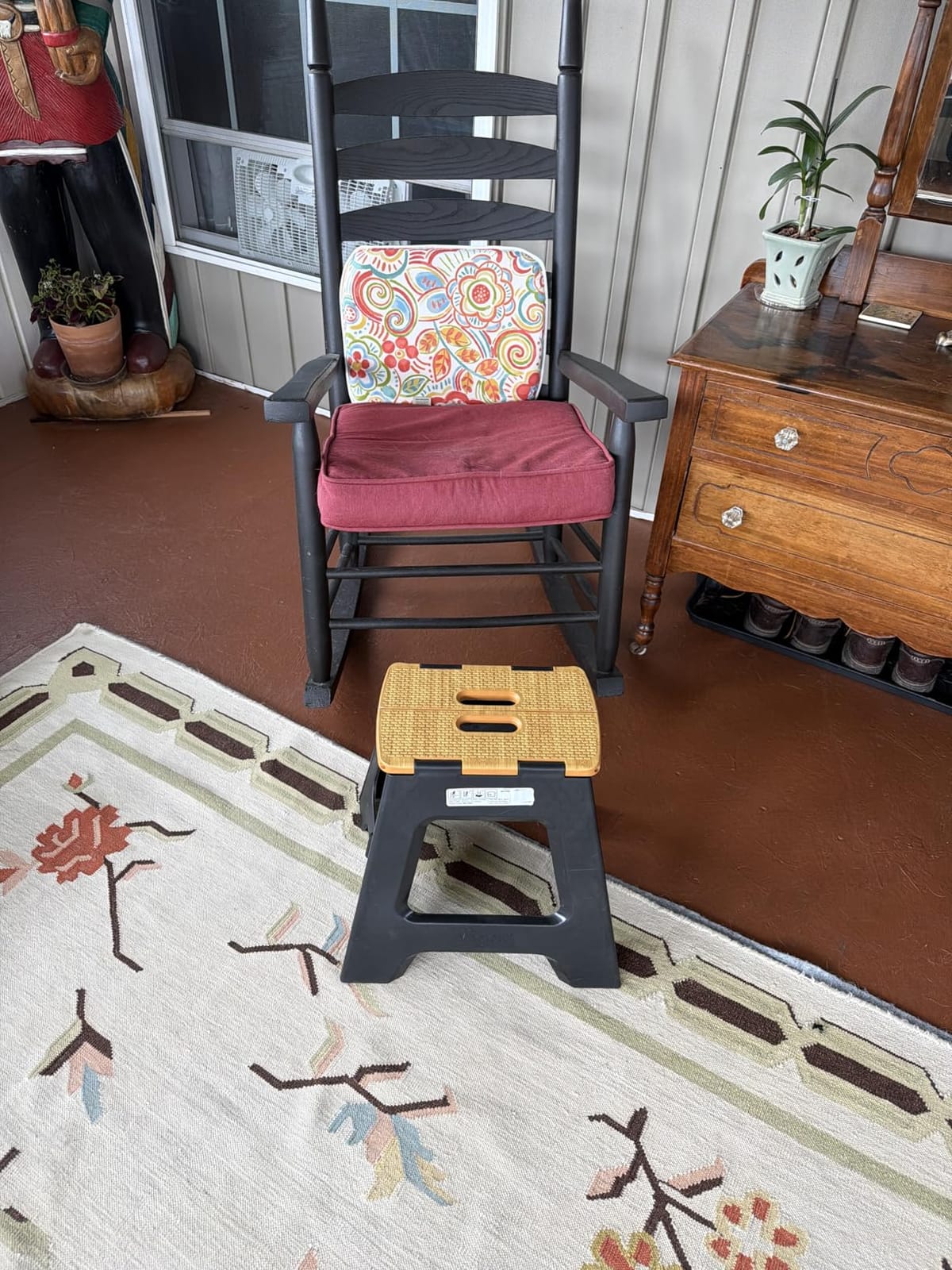 Vigar Compact Folding Step Stool, 16 in 2 Step, Black Bamboo Print customer photo 2