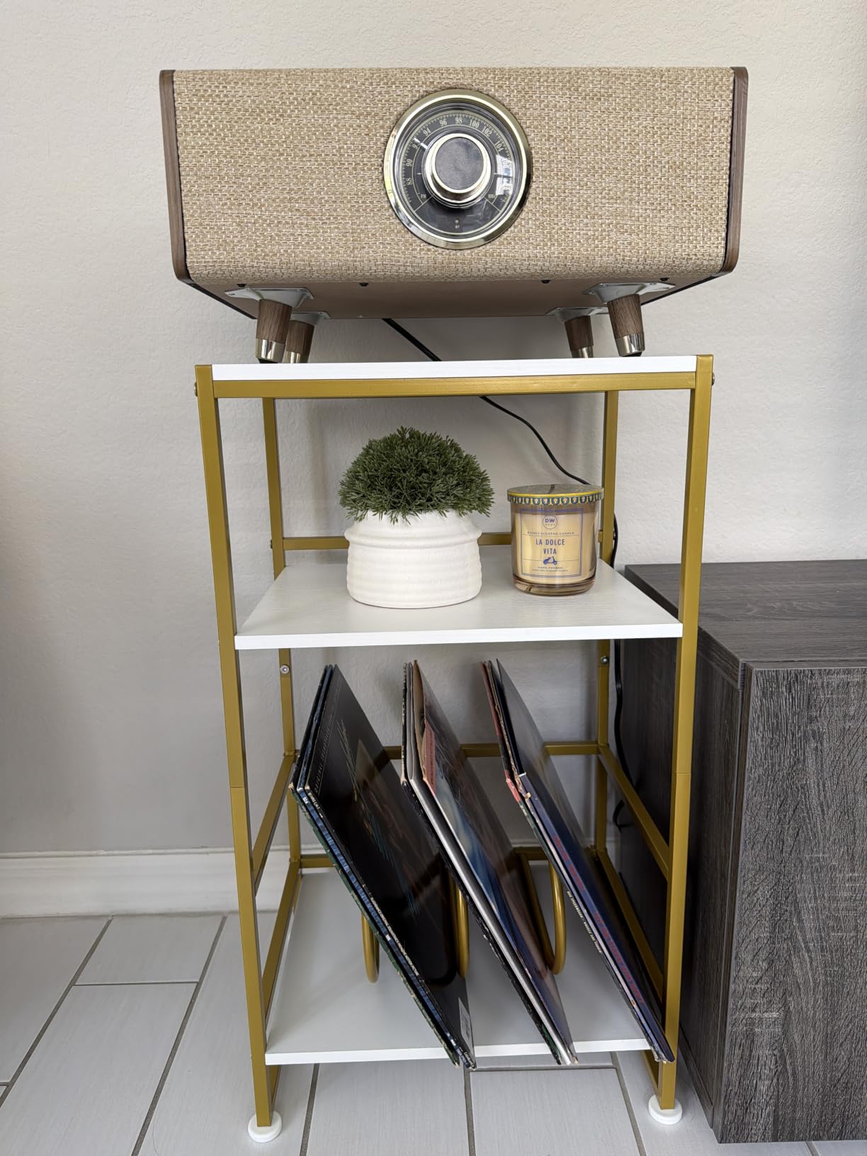 3-Tier Record Player Stand, with Storage, 28
