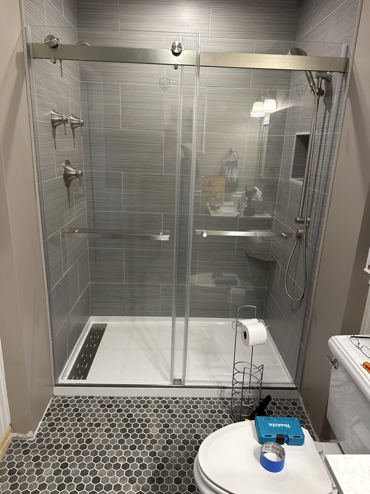 Findepot Frameless Double Sliding Shower Door, 56-60