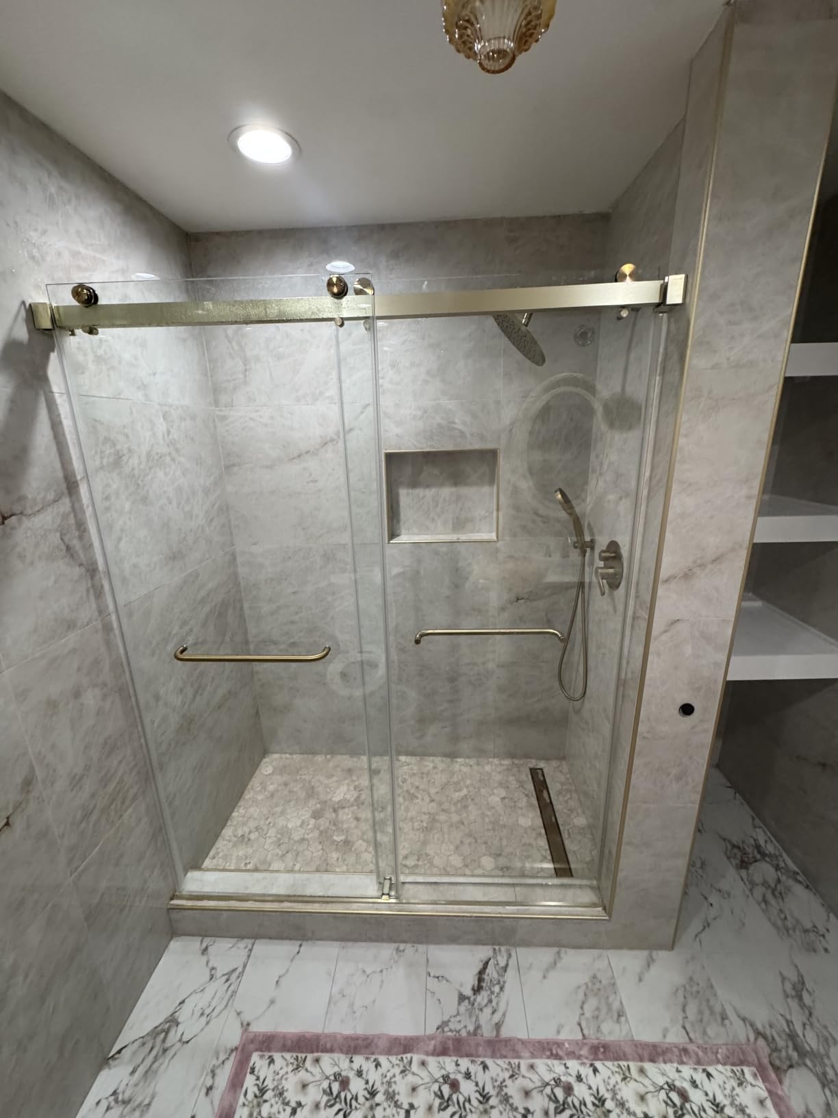 Findepot Frameless Double Sliding Shower Door, 56-60