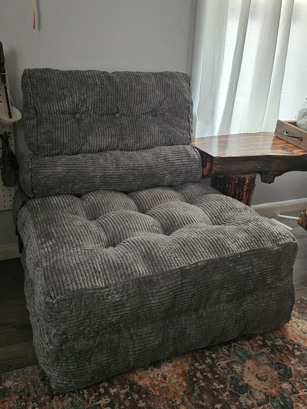 MAXYOYO Folding Sofa Bed, Convertible Chair Bed with Pillow, Foldable Couch with Back Support, Portable Fold Out Chair Comfy Floor Sofa for Living Room Bedroom, Dark Grey, Single customer photo 1