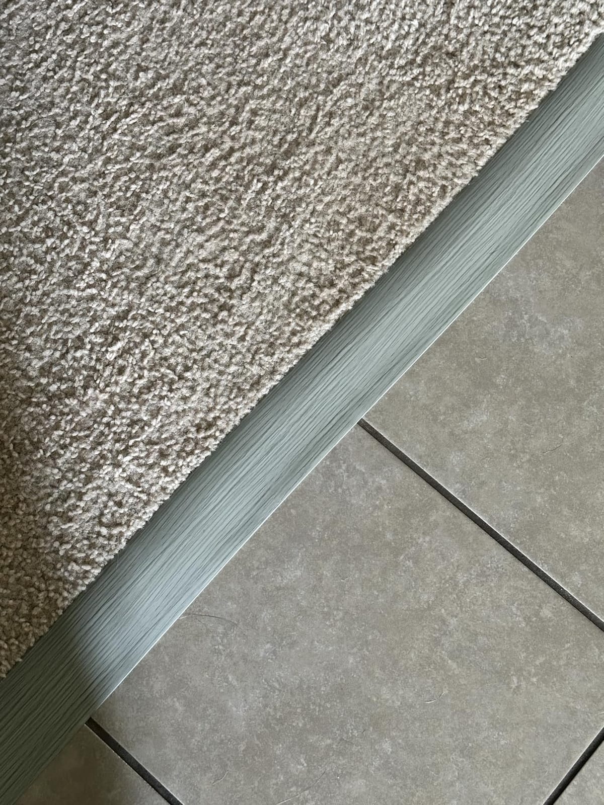Floor Transition Strip for Carpet to Tile, Grey Wood, 4' x 1.57