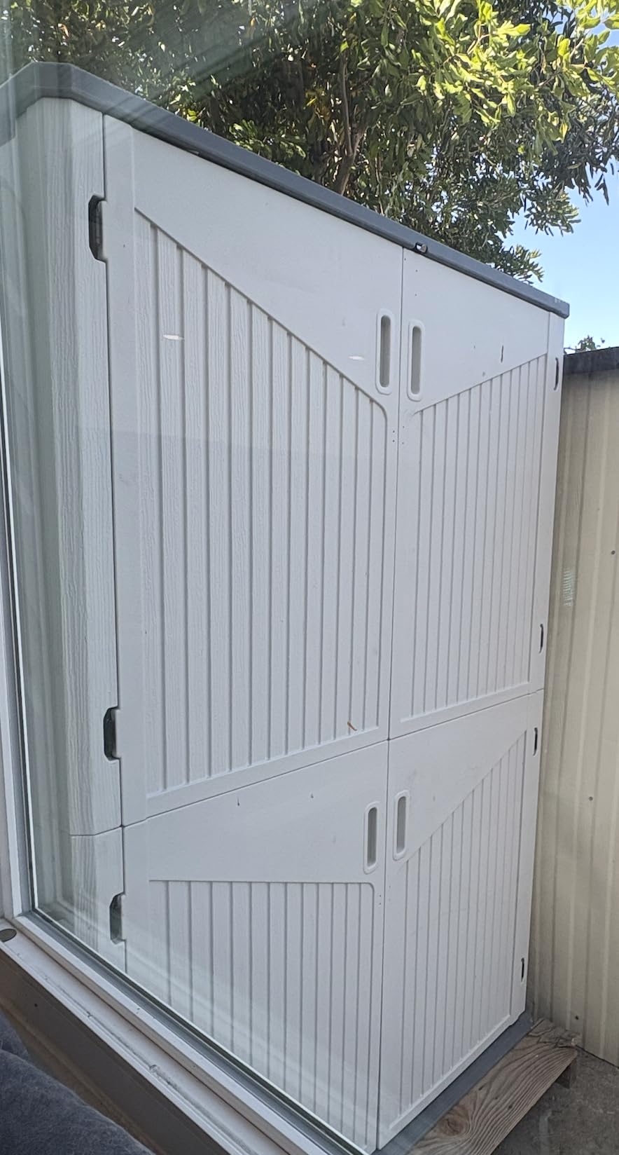 Aoxun Outdoor Storage Cabinet 35 Cu.Ft Outdoor Trash Can Storage Shed,White customer photo 2