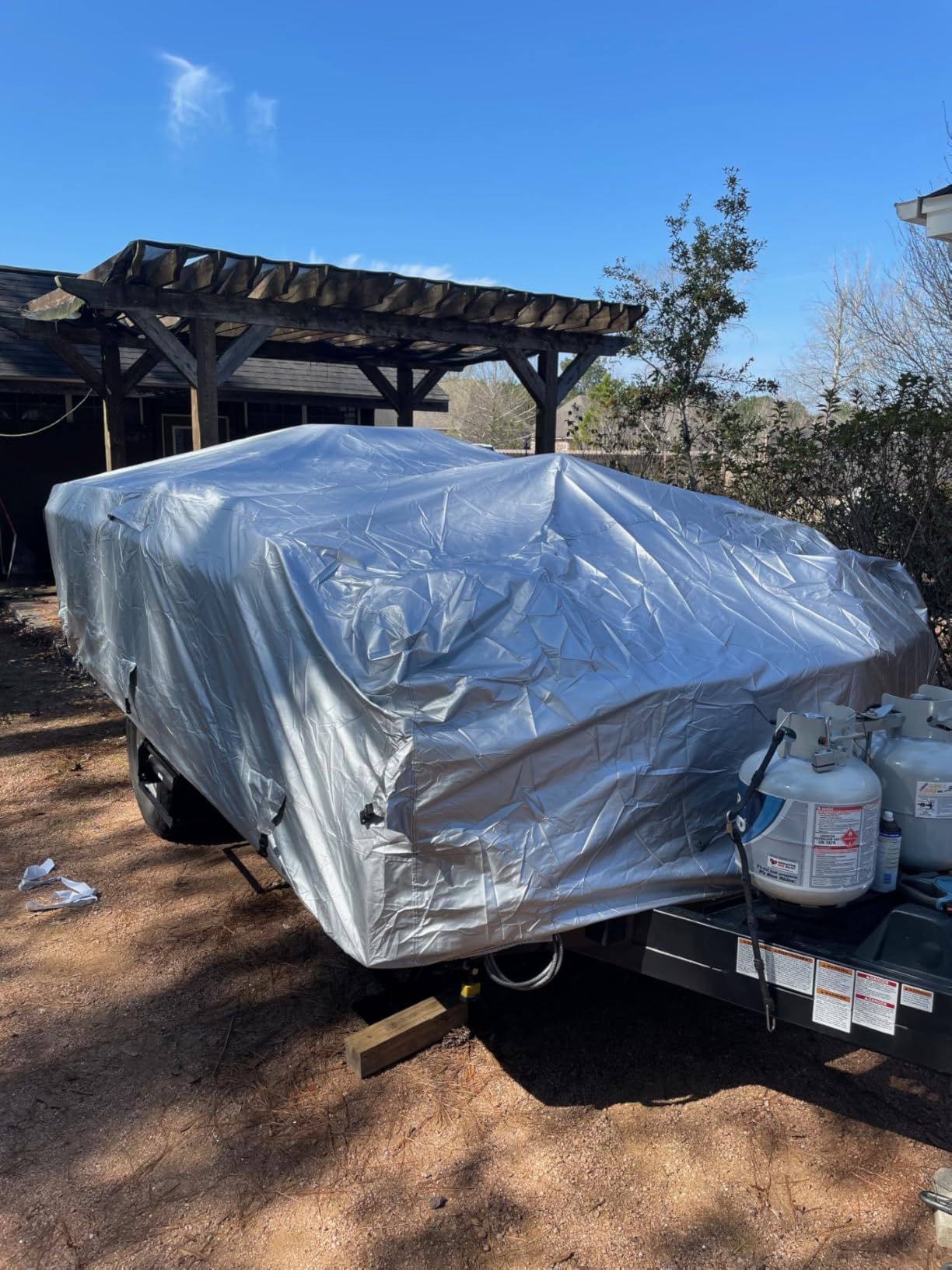 Oxford Fabric Pop Up Folding Camper Cover 14'-16' Super Waterproof | Tear-resistant Anti-UV Tent Trailer Cover for Winter Snow with Reinforced Corners, 5+2 Windproof Straps, Storage Bag customer photo 2