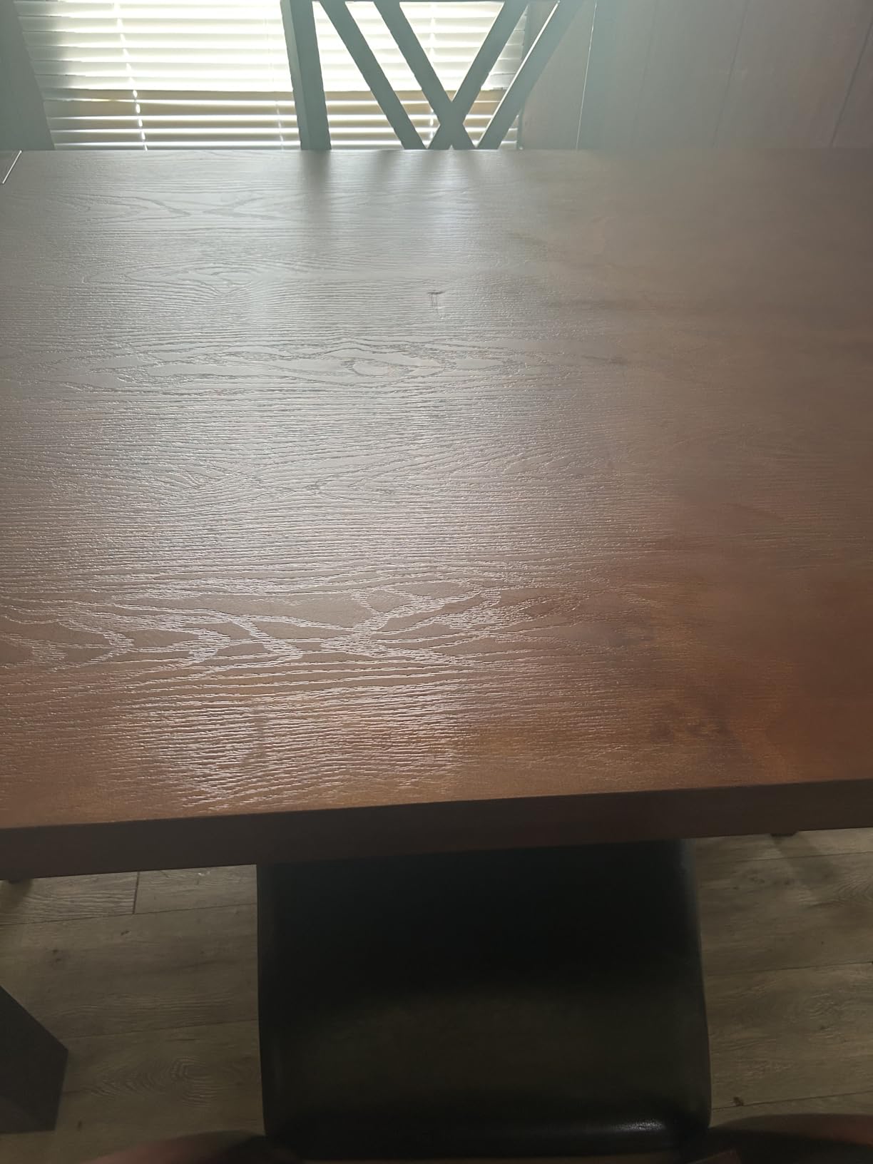 Block 55 Inch Farmhouse Rectangular Dining Table, Seats 4-6, Dark Walnut customer photo 1