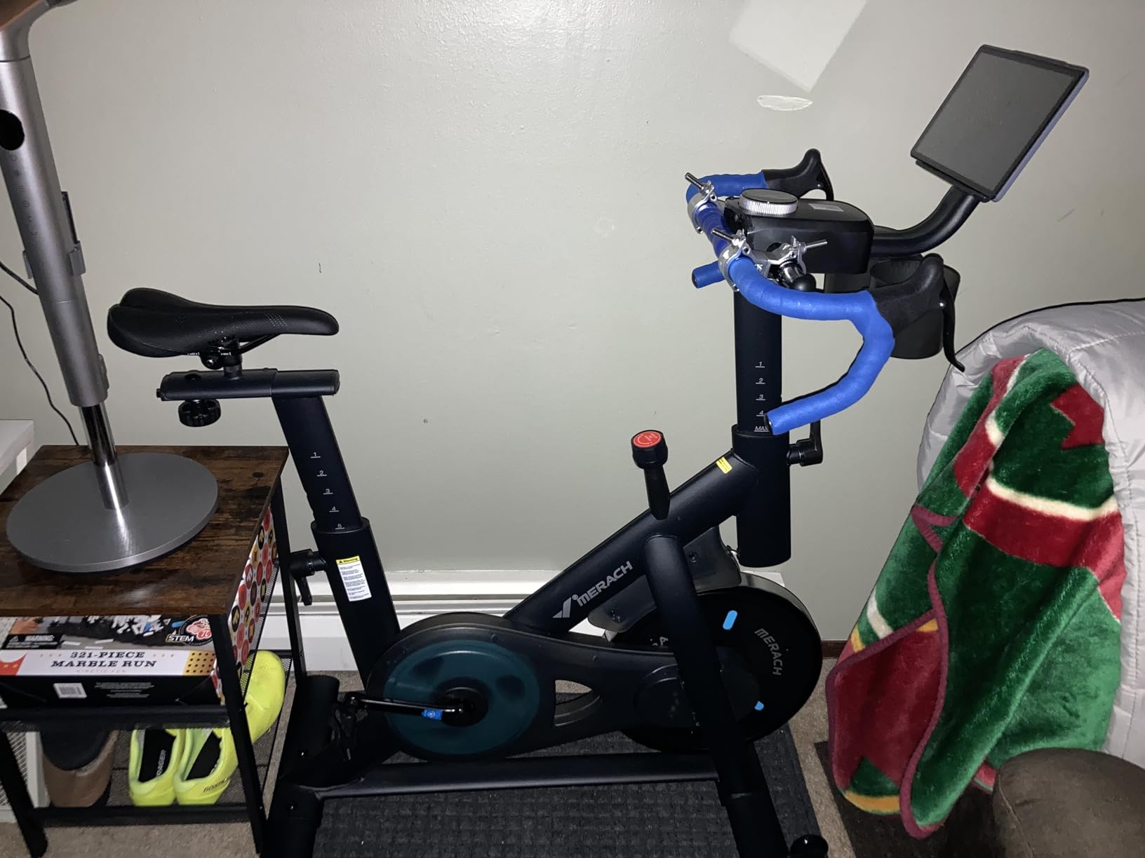 MERACH Exercise Bike, Magnetic Friction Stationary Bike for Home with APP | Low Noise Indoor Cycling Spin Bike with 300lbs Weight Capacity, Adjustable Seat & Handlebars, Fitness Courses for Weight Loss customer photo 1