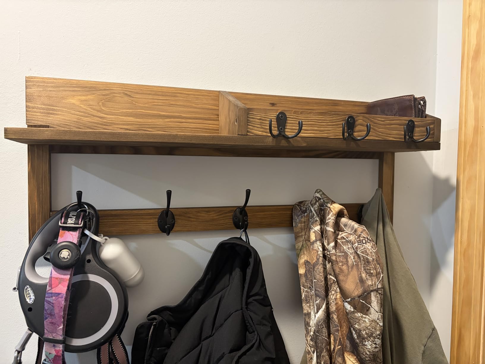 AMBIRD Coat Rack Wall Mount, 35 inch Large Wall Hooks with Shelf, Entryway Shelf with 7 Dual Coat Hooks 4 Key Hooks Mail Organizer, Wooden Coat Hanger and Key Holder Wall Mount customer photo 1