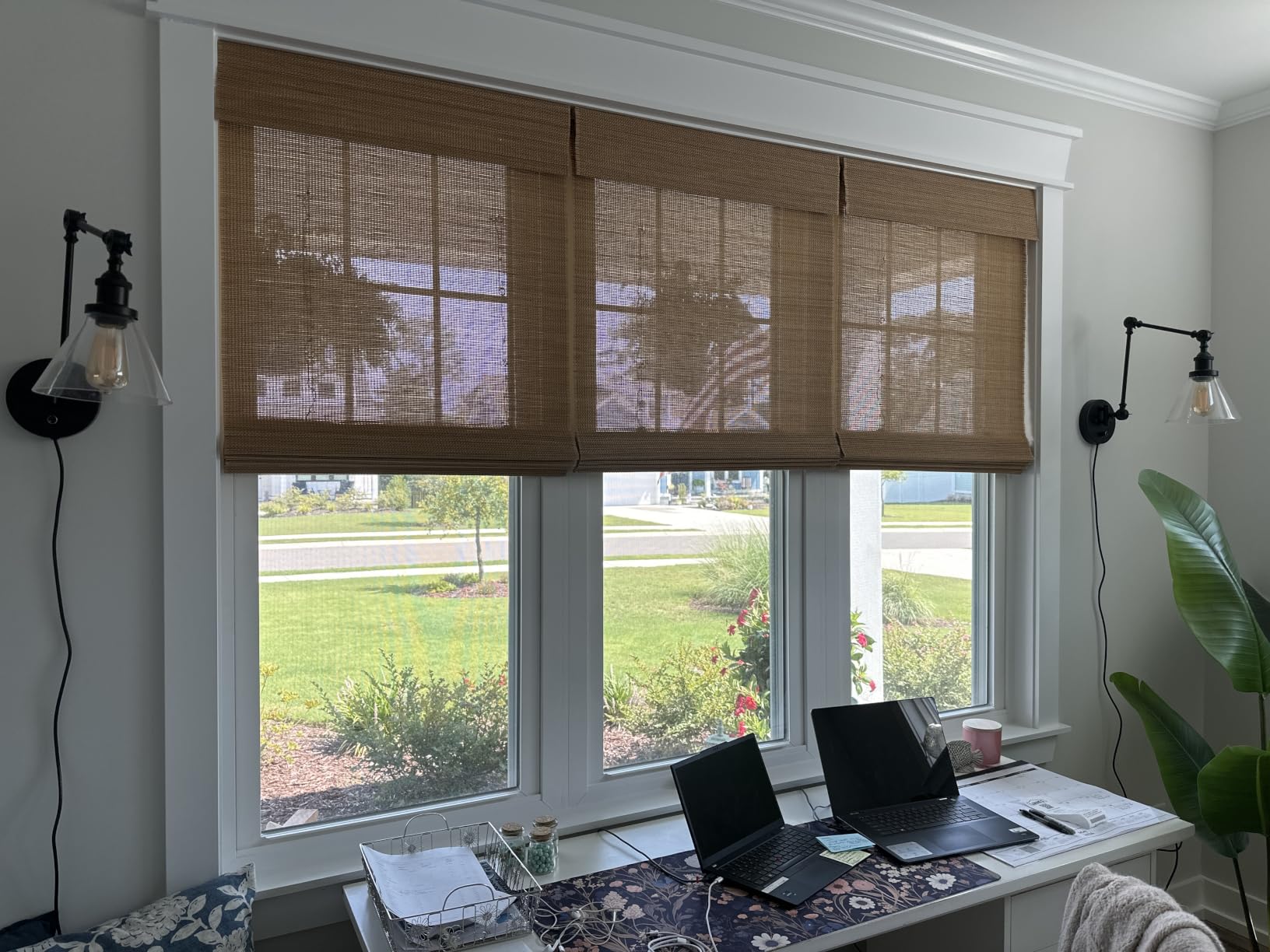 Cordless Woven Wood Roman Shades, Sizes 20 to 72 Wide and 24 to 72 High, Eastfield Teak (Click Customize Now) customer photo 1