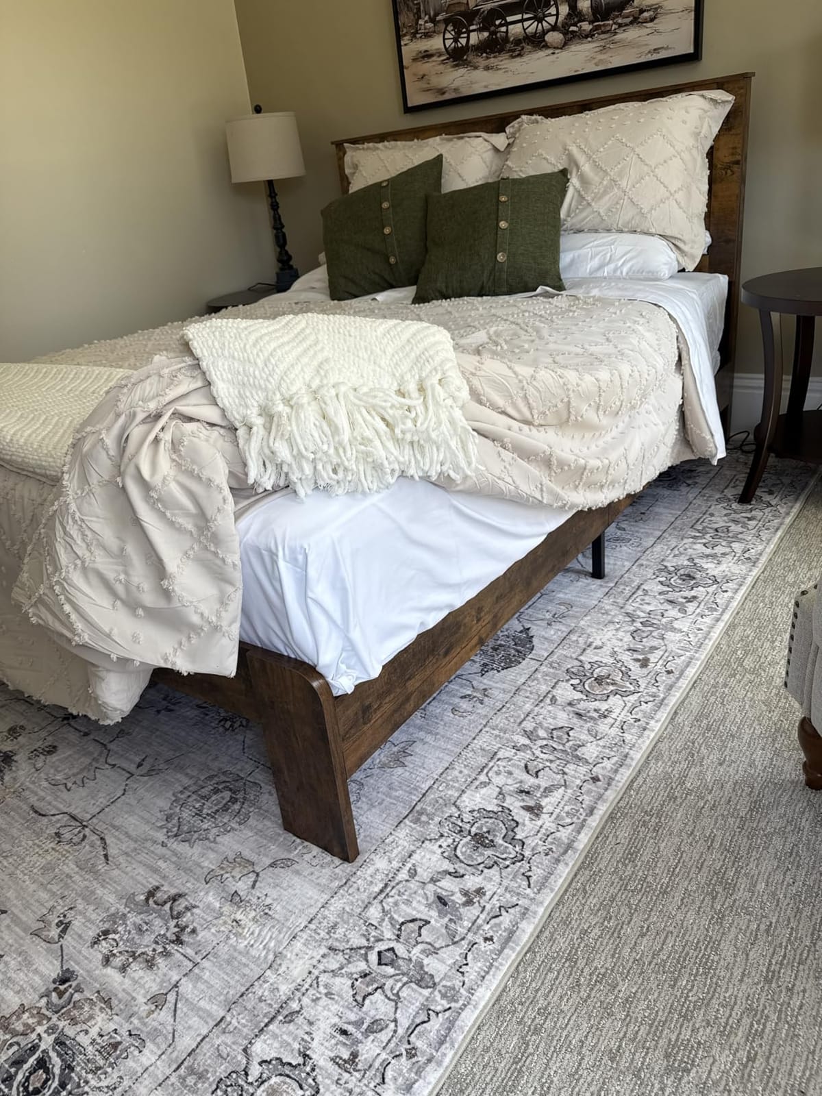 NNOOTK Wood Queen Size Bed Frame with Headboard and Footboard, Dark Brown customer photo 2