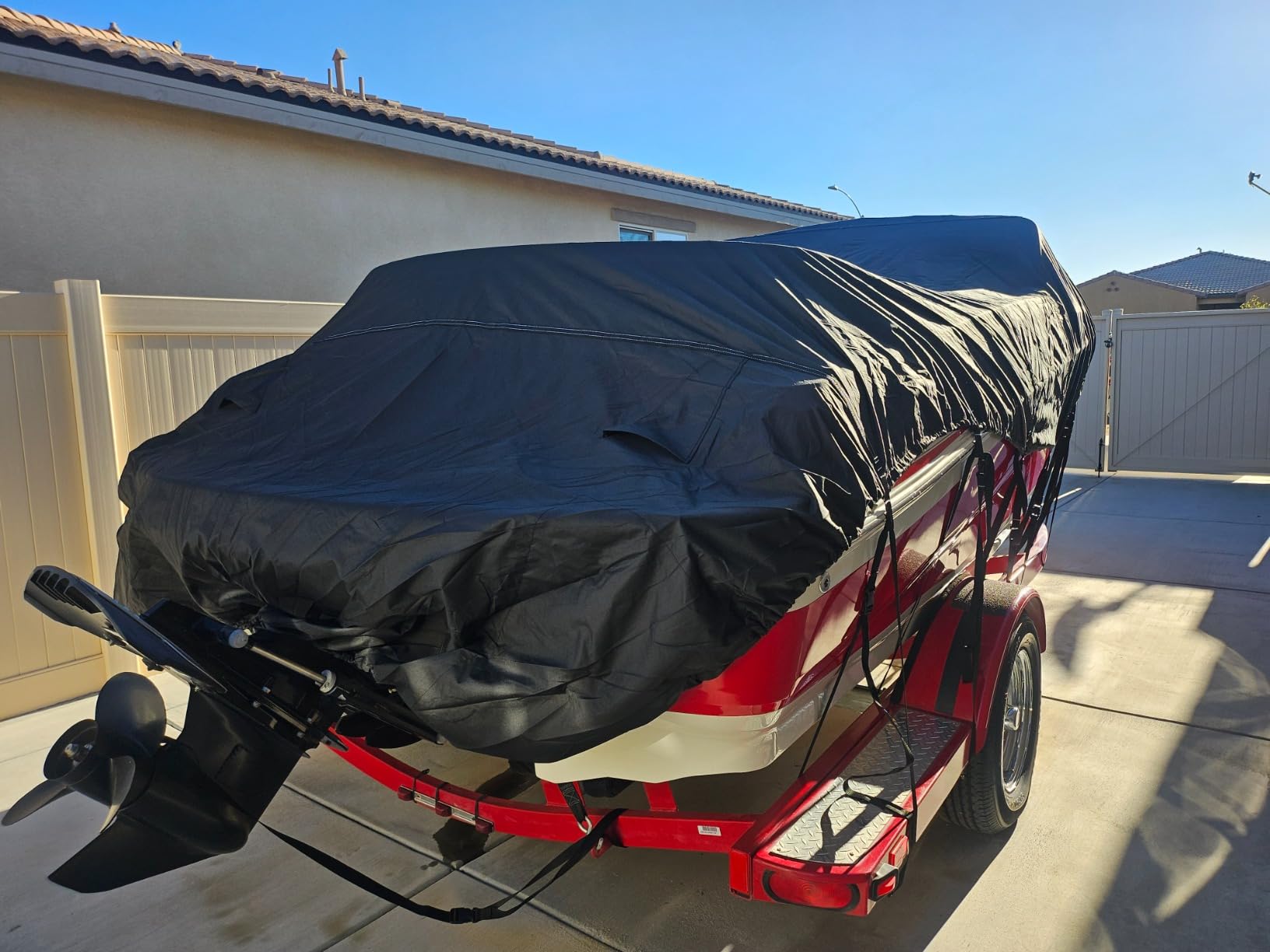 5-Ply 1600D+1200D Pontoon Boat Cover, 17'-20' | Waterproof&Durable Tear-Resistant Cover for Trailerable&Mooring,Large Storage Bag & Reinforced Windproof Straps customer photo 2