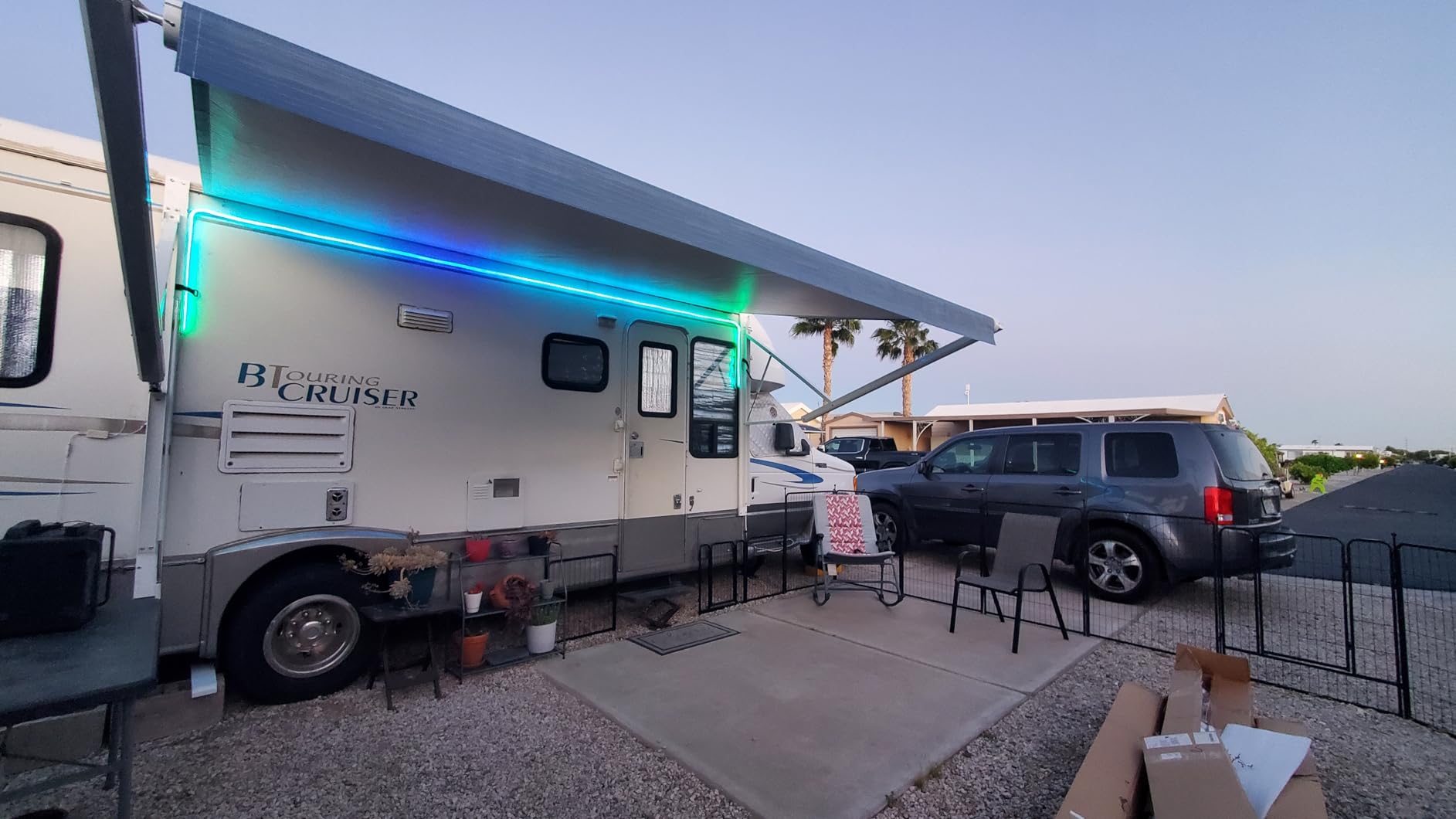 YESCAMP Motorized RV Awning Complete Kit Retractable Electric Camper Awning for RV, Trailers, 5th Wheel, Toy Haulers, Motohome RV Trailer Awning for Camper or RV (20Ft, White Frame, Grey Fade) customer photo 1