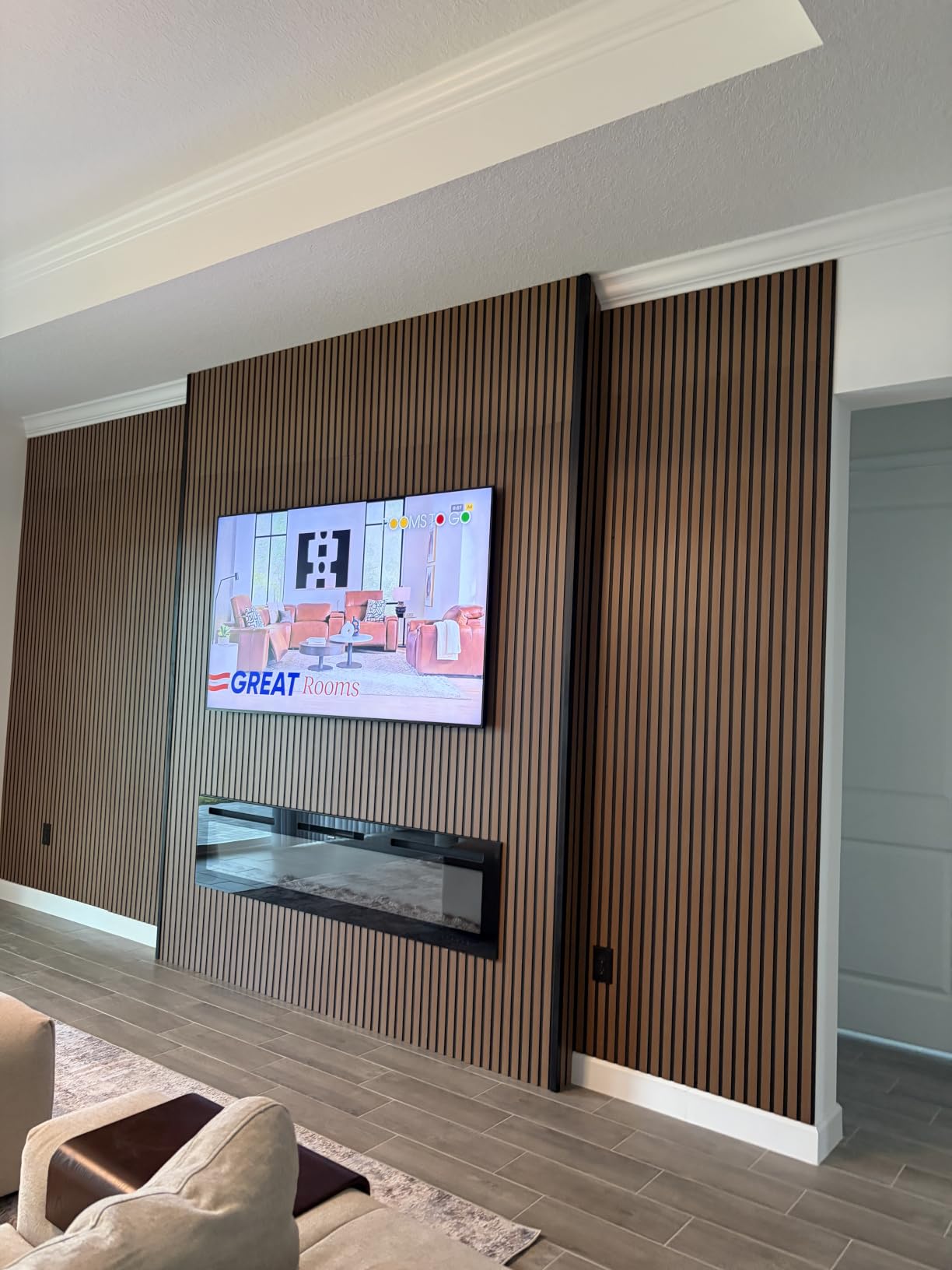 EUHOMY 50 Inch Electric Fireplace Recessed and Wall Mounted | Adjustable Flame Color, Remote Control, Timer, Touch Screen, Log and Crystal, 750W/1500W Fireplace Heater customer photo 1