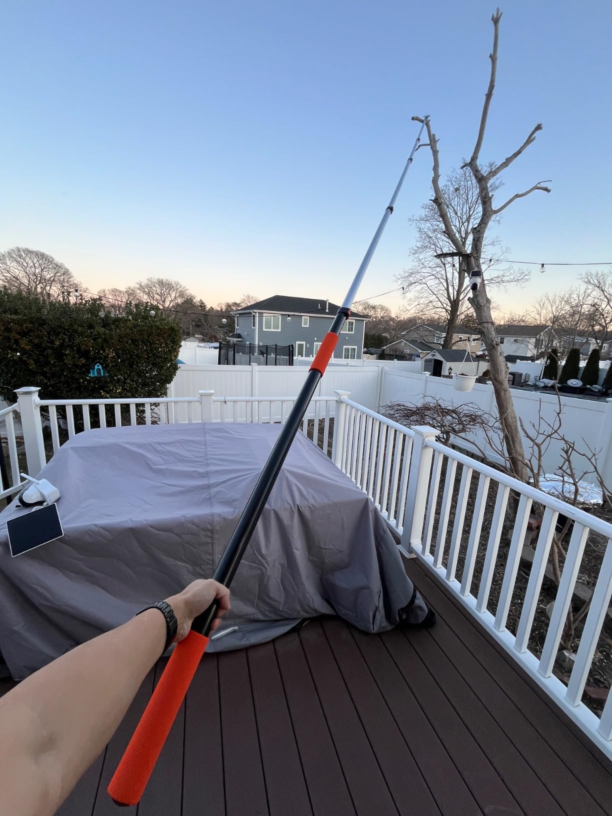 LAANPOLE 26FT Pole Saw, Telescoping Tree Trimmer with 5-20FT Extension Pole, Manual Branches Pruner for Backyard, Orange customer photo 2
