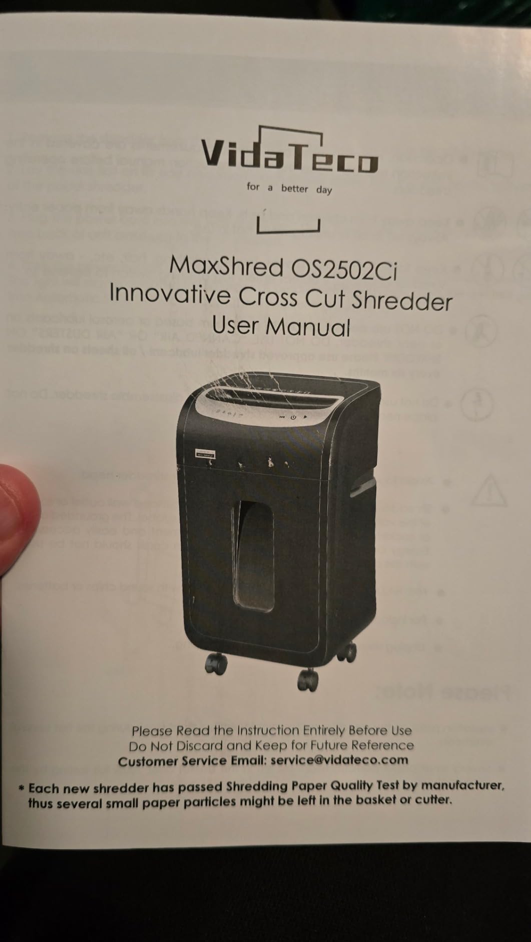 VidaTeco 25-Sheet Heavy Duty Paper Shredder for Office - ETL customer photo 2