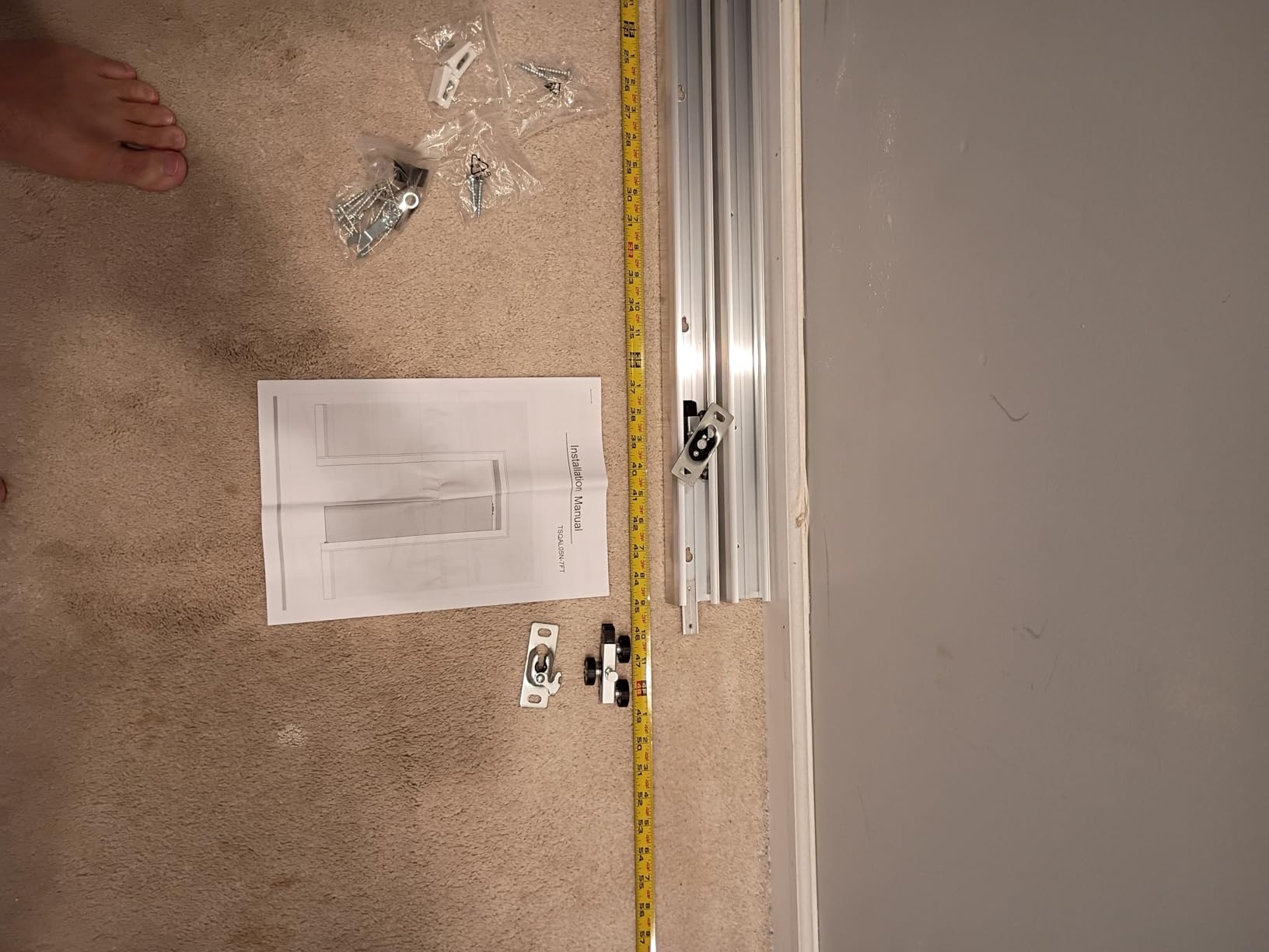 5FT Pocket Door Track Kit, Spliced Aluminum Pocket Door Hardware 56.7