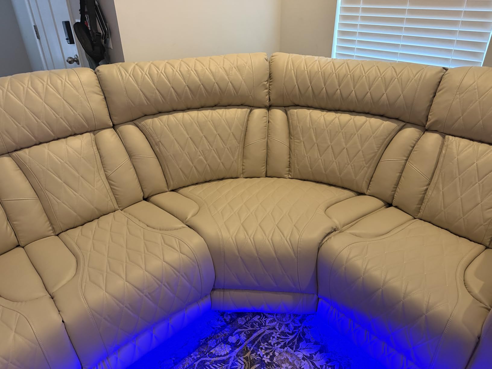 Breathing Leather Reclining Sofa Set, Power Recliner Sectional Couch with LED Light, Modern Living Room Furniture Set, Reclining Sectional Couch Set with USB Port/Storage for Home/Home Theater customer photo 2