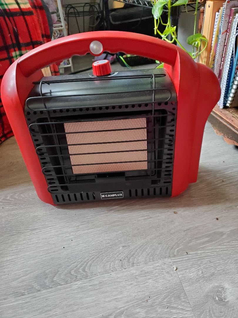 CAMPLUX Portable Propane Heater Outdoor and Indoor, 12000 BTU LP Gas Buddy Heater for Camping with ODS & Tip-over Protection, 1lb Propane Radiant Heating with LED light, Red customer photo 2