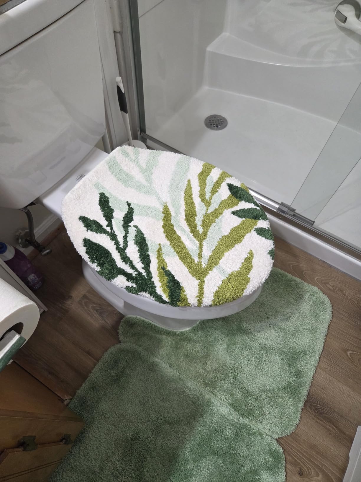 Mindsoft Green Toilet Seat Lid Cover, Microfiber Washable 17.5