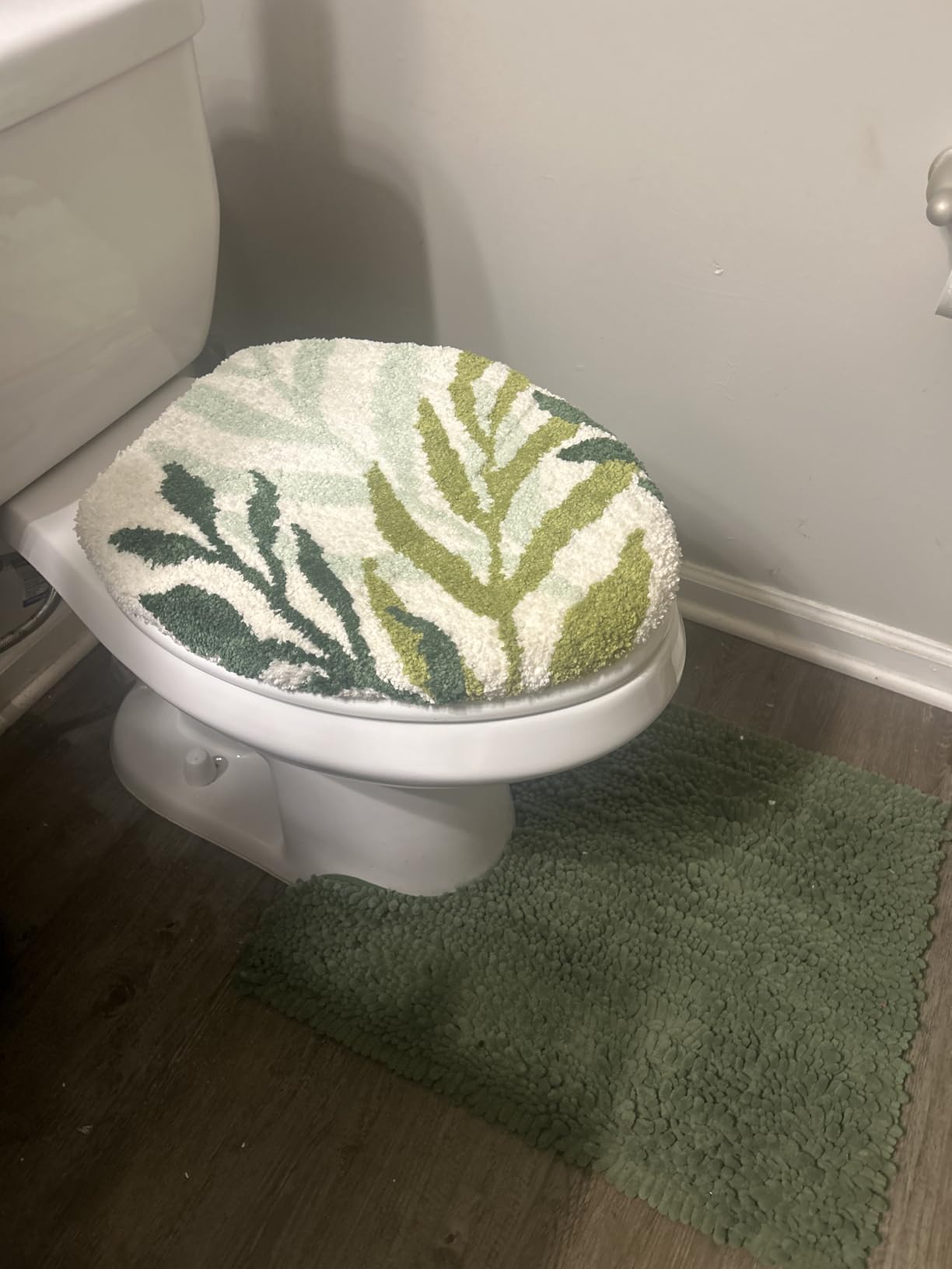 Mindsoft Green Toilet Seat Lid Cover, Microfiber Washable 17.5