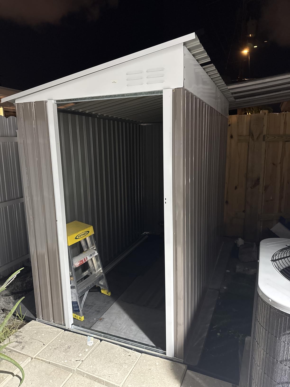 Outsunny 4' x 8' Metal Outdoor Storage Shed Lean to 2 Air Vents Brown customer photo 1