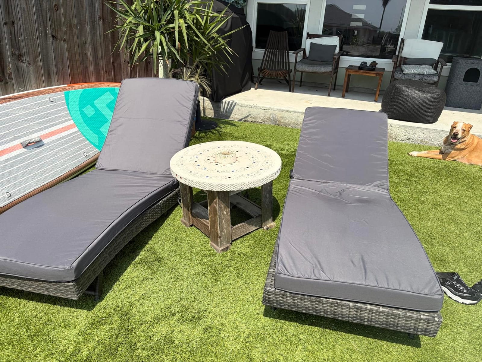 Summsun Chaise Lounge Cushions Outdoor Set of 2, 72 x 21 x 3 Inch, Teal customer photo 2