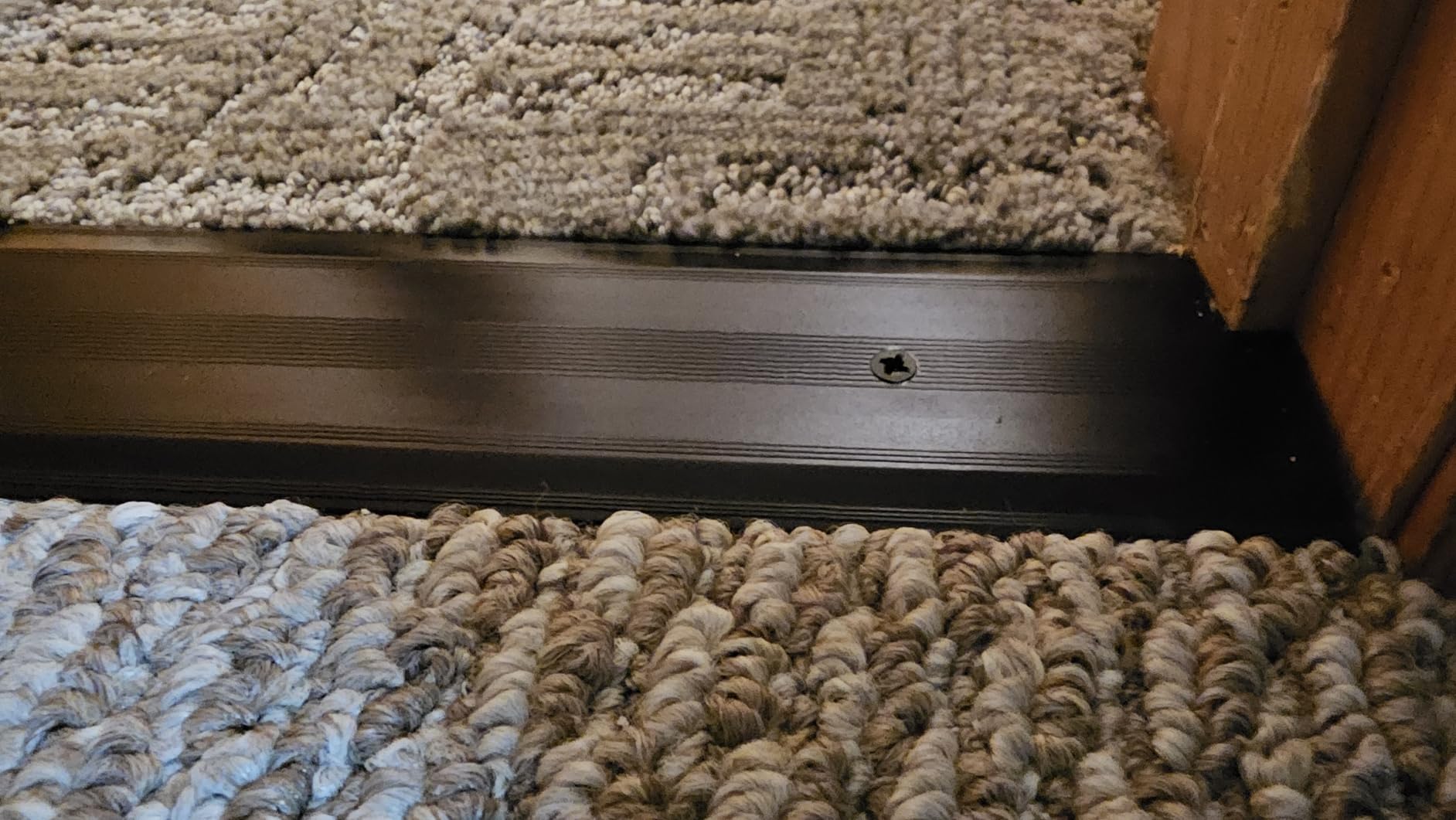 Aluminum Metal Door Threshold, Floor Transition Strip, 36'' L x 2.4'' W x 0.1'' H, Flat-Profile Threshold, Flooring Gaps Carpet Vinyl Wood, Stylish Doorway Transition Draft Protection (Black) customer photo 2