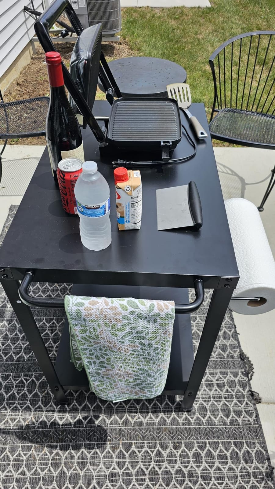 Yozoia Outdoor Grill Table for Blackstone Griddle, Grill Cart with Wheels | Pizza Oven Table for Outside Patio, Portable, for Ninja, Griddle Stand Fit 17