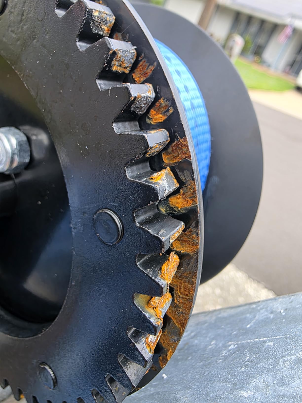 Kolvoii 3500 lb Boat Trailer Winch, 33 ft Strap, 2-Speed 4:1/8:1, Blue customer photo 1