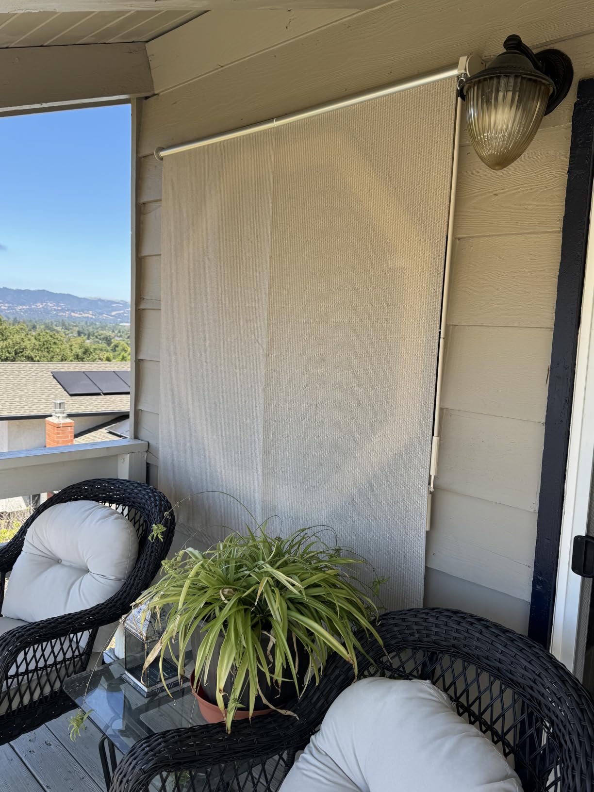 AOSKY Outdoor Roller Shades, Cordless Patio Shades Roll Up Outdoor Blinds customer photo 2
