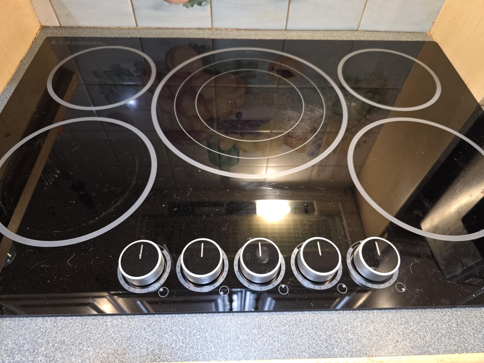 ThermoMate 36 Inch Electric Cooktop, 5 Burners Knob Control Built-in Ceramic Cooktop, 30